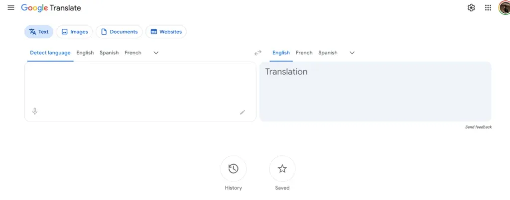 google Translate Screen